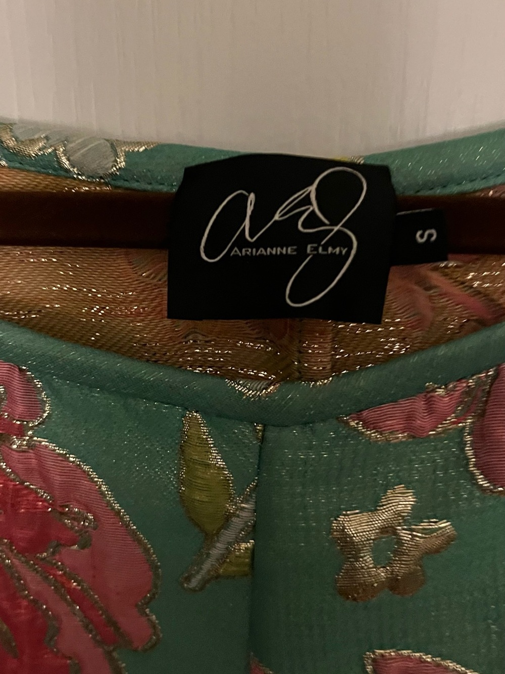 Arianne Elmy’s “Good Luck” Embroidered Midi Dress with Pink and Green Flowers - Picture 3 of 9